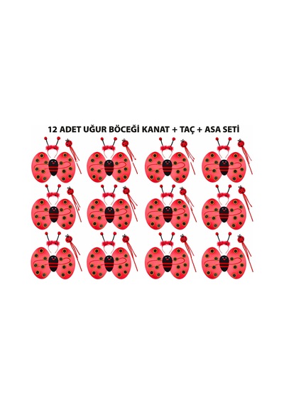 Uğur - 591 - Böceği Kostüm Seti - At Taç Asa 3 Parça - Csmo-tex - 12 Adet
