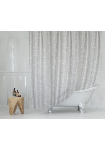 Banyo Perdesi 1x240x200 Tek Kanat Duş Perdesi Halka li Duşakabin Perdesi 3182 Beyaz