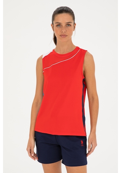 U.S. Polo Assn. Kadın Kırmızı Kolsuz Bisiklet Yaka Tişört 50284345-VR030