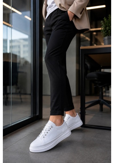 Mevese Emirp Cilt Bağcıklı Erkek Sneaker Günlük Ayakkabı - Beyaz
