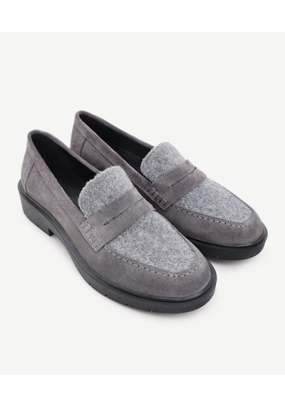 Yargıcı Keçe Detaylı Deri Loafer Gri