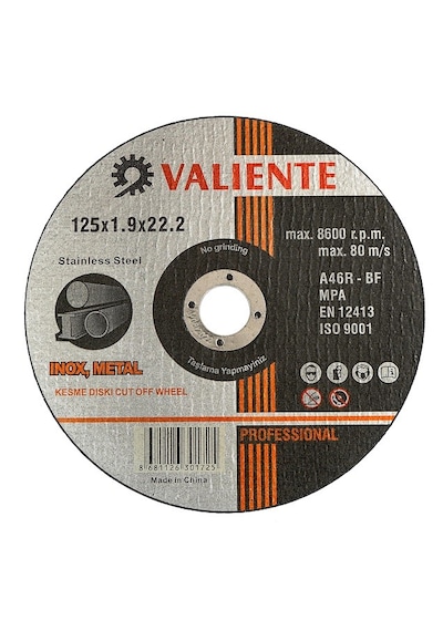 Metal Kesme Taşı 125 1.0 22.2mm Inox Val16772 Valıente