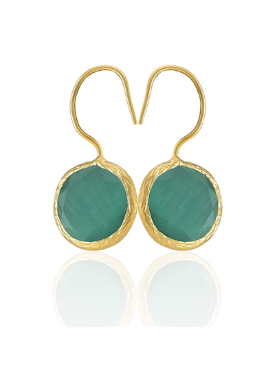 Kadir Jewellery 22 Ayar Altın Kaplama Kadın Taşlı Küpe -el İşçiliği Ve Hipoalerjenik Küpe -e01 Koyu Yeşil