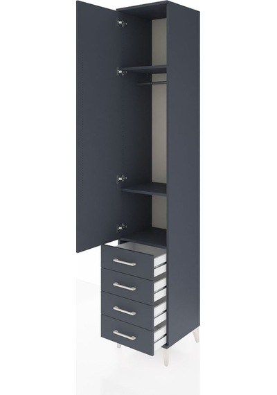 Hyperion Dolap 3 Raflı 4 Çekmeceli Tek Askılı 44x44x243 Antra... Antrasit