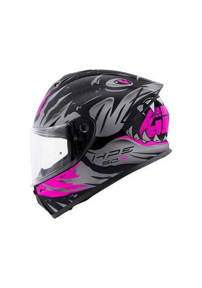 Gıvı 50.x Sharkbıte Mat Siyah-gri-pembe Kask Pembe