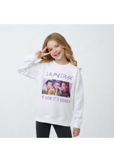 Kpop Kız Çocuk Sweatshirt St09620 KREM