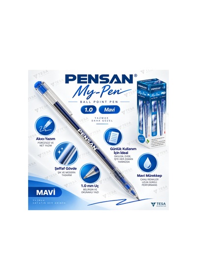2250 1.0 Mm Tükenmez Mavi Kalem 25'li Kutu