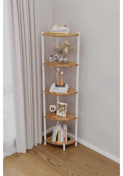 Bes Rafli Çok Amaçli Köse Kitaplik Beyaz Profil Beyaz Sunta 40x30x150 Cm Mtl042 Beyaz-çam Bes Rafli Çok Amaçli Köse Kitaplik Beyaz Profil Beyaz Sunta 40x30x150 Cm Mtl042 Beyaz-çam