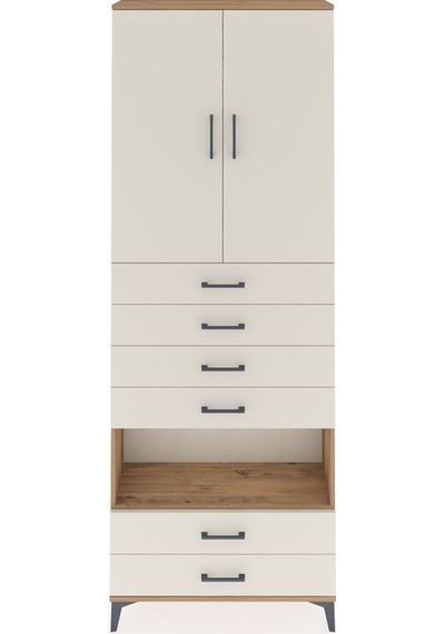 Arges Dolap 4 Raflı 6 Çekmeceli 2 Kapaklı 88x30x243 Çam-aytaşı Atlas Çam