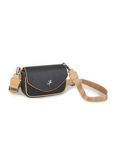 Nas Bag Çapraz Çanta Siyah Camel Gofraj Siyah