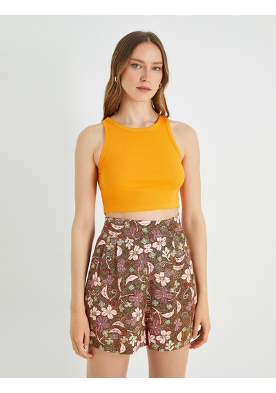 Koton Basic Crop Atlet Halter Yaka Pamuklu Turuncu 2sak10413ek Turuncu