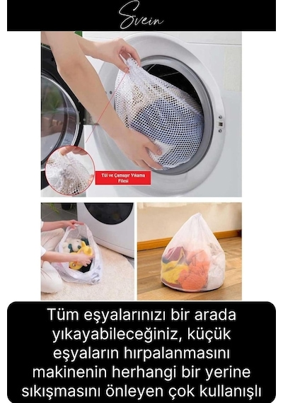 6 Adet Çamaşır Yıkama Filesi Maxi Kirli Elbise Giysi Kıyafet Torbası Okul Üniversite Yurt Asker