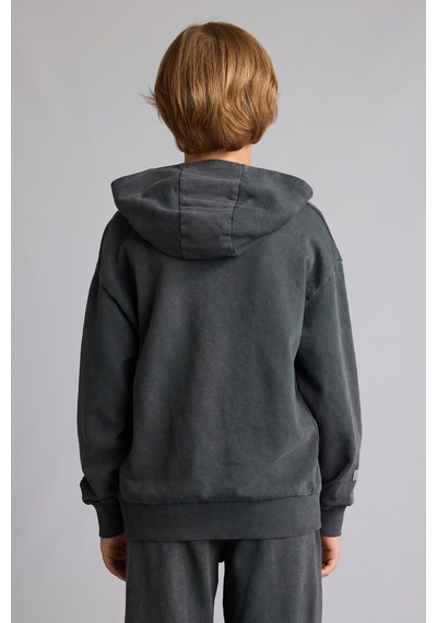 Defacto Oversıze Kapüşonlu Kanguru Cepli Gri Sweatshirt Erkek Çocuk I0679a826augr265 Gri-gr265