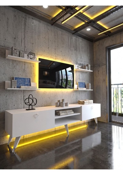 Karnaval Ledli Tv Ünitesi - Beyaz - P8001-1