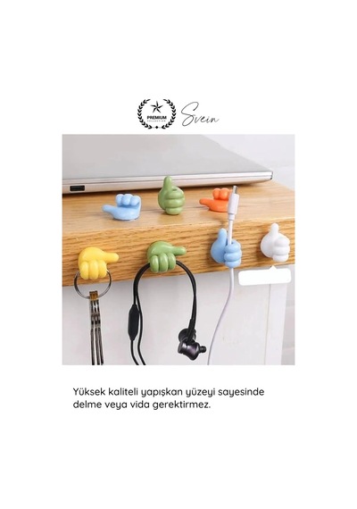 Kablodüzenleyici 5'li Renkli Başparmak Kablo Tutucu Yapışkanlı Organizer Düzenleyici Askı Aparatı