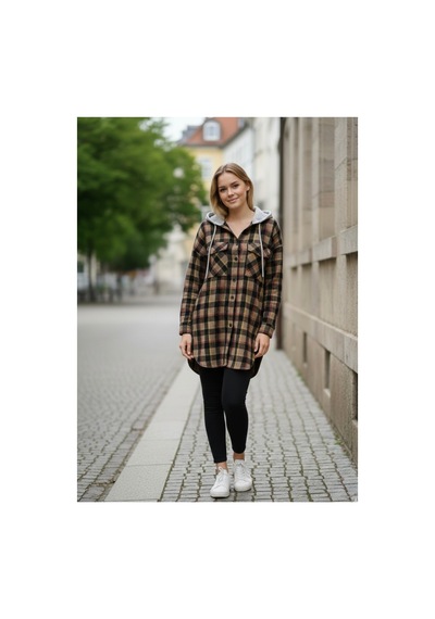 Polologin Butik Kapüşonlu Oversize Oduncu Gömlek Ceket - Toprak Tonları Ekoseli Metalik Polologin Butik Kapüşonlu Oversize Oduncu Gömlek Ceket - Toprak Tonları Ekoseli Metalik