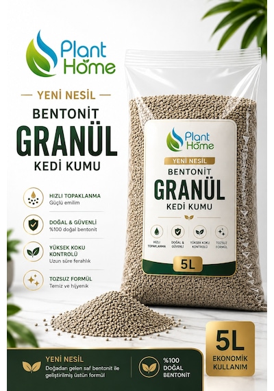 Yeni Nesil Bentonit Granül Kedi Kumu 5 L Hızlı Topaklanan, Yüksek Emilimli, Koku Kontrollü Diğer