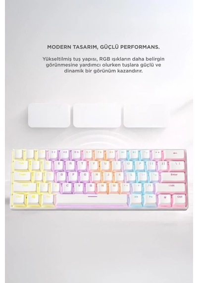 Tuş Takımı Masa Düzeni Çalışma Alanı Kablolu Klavye Rgb Işıklı Mekanik Q Klavye Tk04 Beyaz