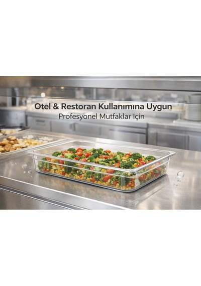 1/1 Gn Şeffaf Polikarbon Gastronom Küvet 53x32 Cm 15 Cm Derinlik