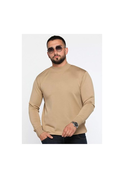 Slim Fit Yarım Balıkçı Yaka Triko Kazak Camel