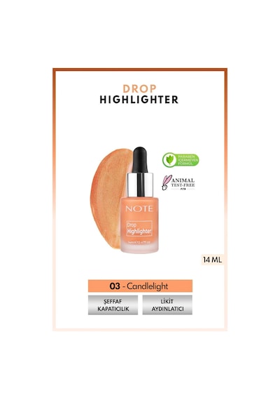 Note Cosmetique Drop Highlighter Işıltılı Likit Aydınlatıcı - 03 Candlelight