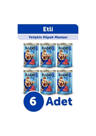 Bado Yaş Köpek Maması Etli Biftekli 400gr 6lı