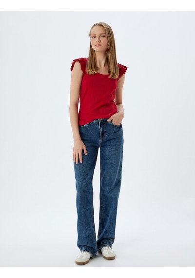 Koton Fırfırlı Karpuz Kol Tişört Yuvarlak Yaka Ribanalı Slim Fit Kırmızı 5wak10179ek Kırmızı Koton Fırfırlı Karpuz Kol Tişört Yuvarlak Yaka Ribanalı Slim Fit Kırmızı 5wak10179ek Kırmızı