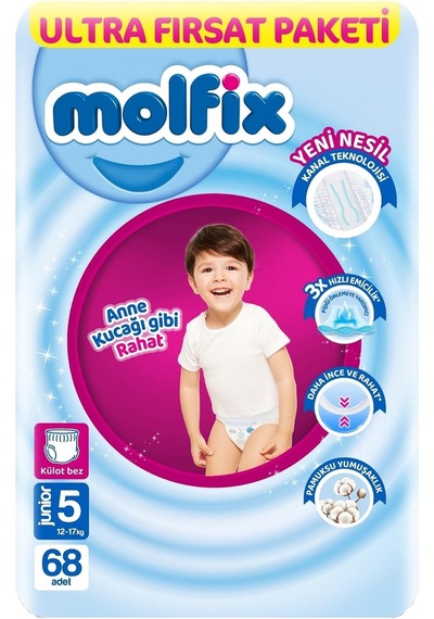 Molfix Külot Bez 5 Beden Junior Ultra Fırsat Paketi 68 Adet