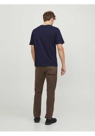 Jack & Jones Erkek Logo Nakis Islemeli Tisört - Paulos - 12245087 Navy Blazer