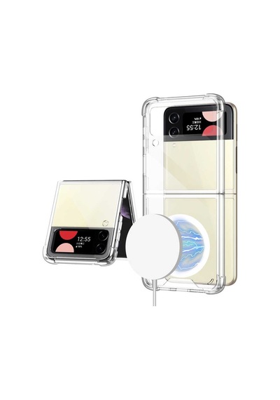 Rba Aksesuar Galaxy Uyumlu Z Flip 3 Kılıf Wireless Şarj Özellikli Airbagli Rba Kıpta Anti Shock M-safe Kapak - Renksiz Çok Renkli