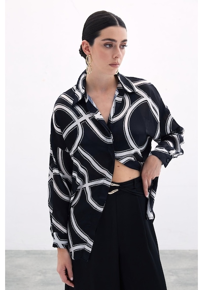 Sateen Salaş Gömlek - Siyah-135820 Siyah