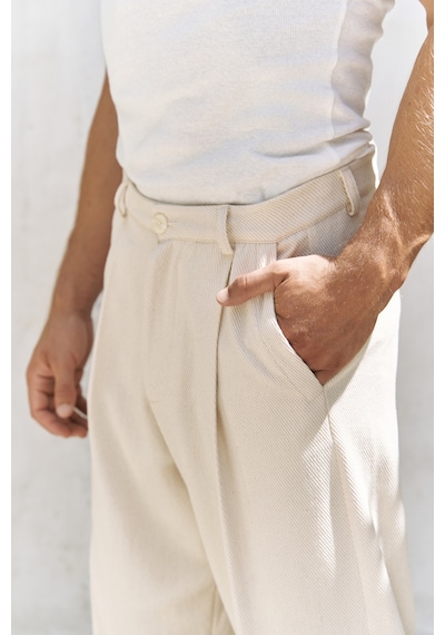 Mai Collection Mai Studios Co. Ayyubay Naturel Pileli Erkek Pantolon Natürel