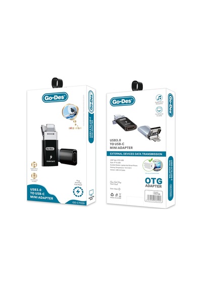 Go Des GD-CT029 PD30W GaN Teknolojili Type-C to Lightning & USB-A OTG Çok Yönlü Dönüştürücü Adaptör