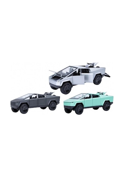 1:24 Cybertruck Metal Diecast Model Araba - Atv Motorlu, Kapıları Açılan Oyuncak Araba Antrasit