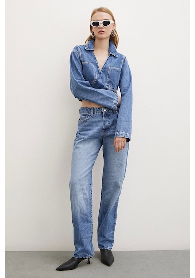 Never More Beş Cepli Yülsel Bel Regular Fit Jean Mavi Mavi