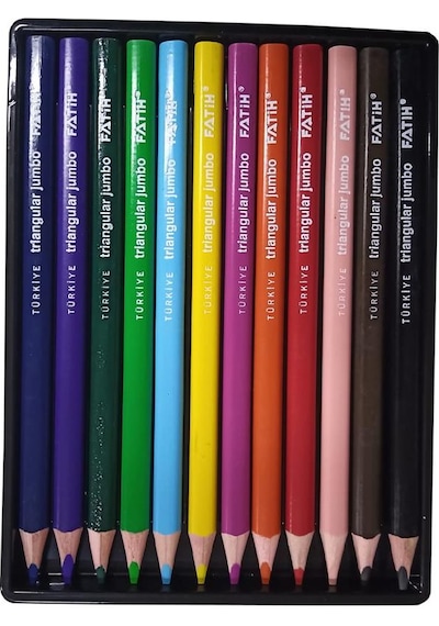 12 Li Jumbo Üçgen Kuru Boya Triangular 1 Paket Jumbo Üçgen Boya Kalemi 12 Renk Kuruboya 12 Renk
