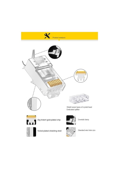 4229 Cat7 Rj45 Jack Internet Patch Kablo Ucu Konnektör Jak (10 Adet)