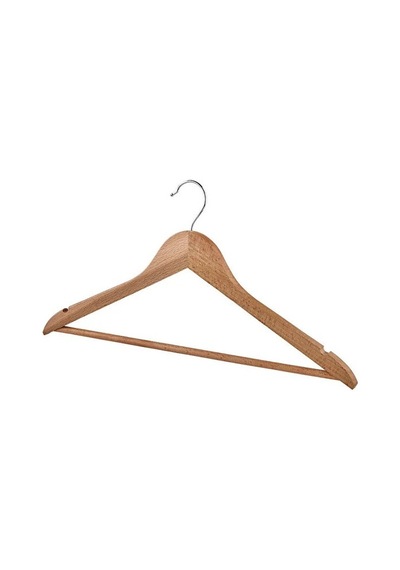 Basic 6lı Ahşap Askı Naturel Elbise Askısı Pantolon Askı