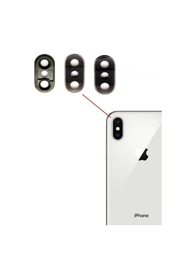 Apple Uyumlu iPhone Xs Max Arka Kamera Camı Lens Çerçeveli Beyaz