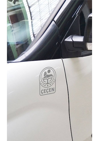 Çeçen Bayrak Araba Sticker Etiket Gümüş (15 X 11 Cm) 2 Adet