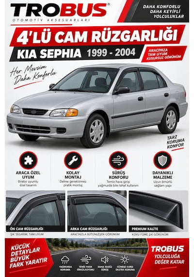 Kia Sephia Fb 1999-2004 Tam Uyumlu Cam Rüzgarlığı 4'lü