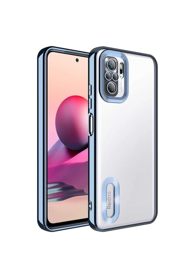 Xiaomi Redmi Note 10s Kılıf Kamera Korumalı Logo Gösteren Zore Omega Kapak Sierra Mavi
