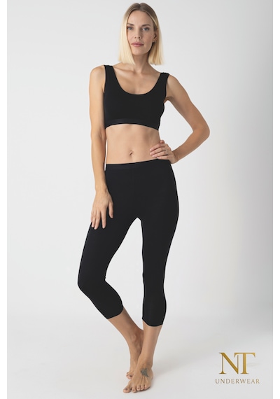 Nt Underwear Kadın Bambu Kapri Tayt Hafif, Rahat, Terletmeyen Siyah