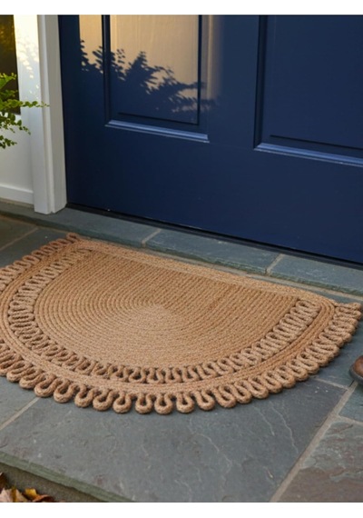 Ayrex Handwoven Jüt Kapı Önü Karşılama Paspası Moderin Tasarım Hasır El İşi Çift Taraflı Paspas Ev Ofis Karav Diğer