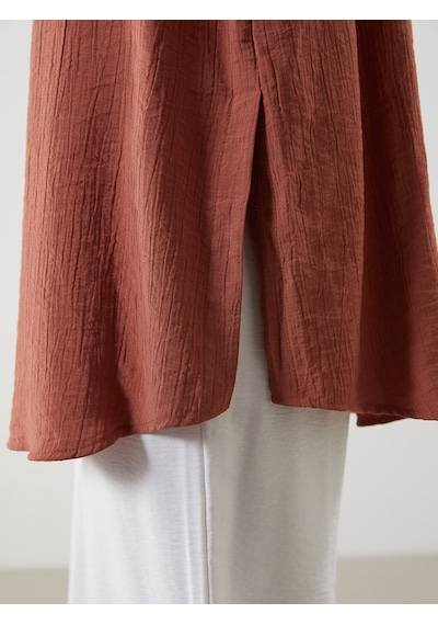 Lcw Modest Pembe Dokulu Oversize Krinkle Kadın Gömlek Tunik