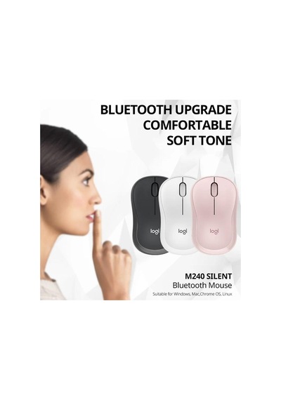 Sones Logitech M240 1000dpi Sessiz Kablosuz Bluetooth Fare Pembe Diğer