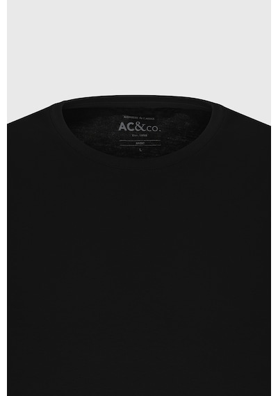 Ac&Co / Altınyıldız Classics 547236445 Slim Fit Bisiklet Yaka Düz Erkek Tişört 2'li Siyah