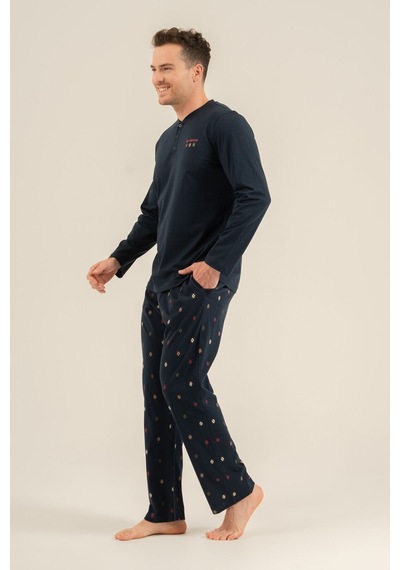 Arnetta Erkek Just Breathe Lacivert Uzun Kol Pijama Takım Ar3853-s-v1 Ar3853-s-v1