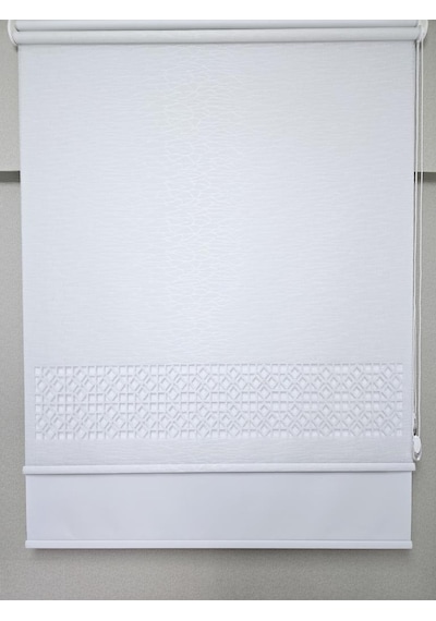 Bbb Keten Kumaşlı Lazer Kesim Tül Stor Perde Mlt1004 Beyaz