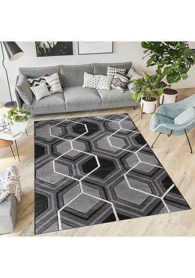 Rovigo Home Dijital Baskı Yıkanabilir Kaymaz Taban Salon Halısı Rvg0563 Siyah